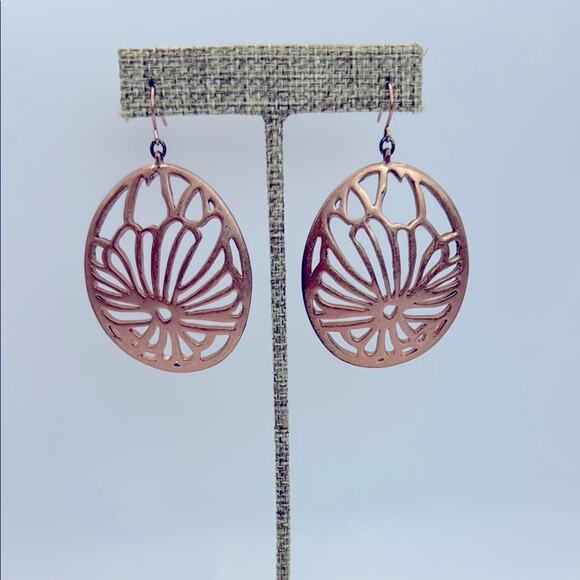 Fossil Rose Gold Filigree Earrings - Picture 1 of 7
